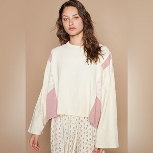 POL Cream Multi Star Patch Textured Knit Top - S M L
